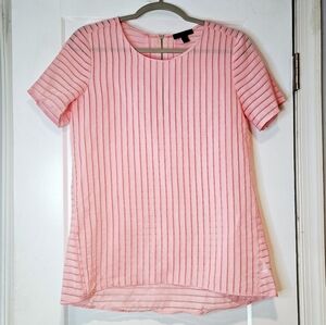 J.Crew Pink Sheer Stripe Tunic Top Back Zip Size 2